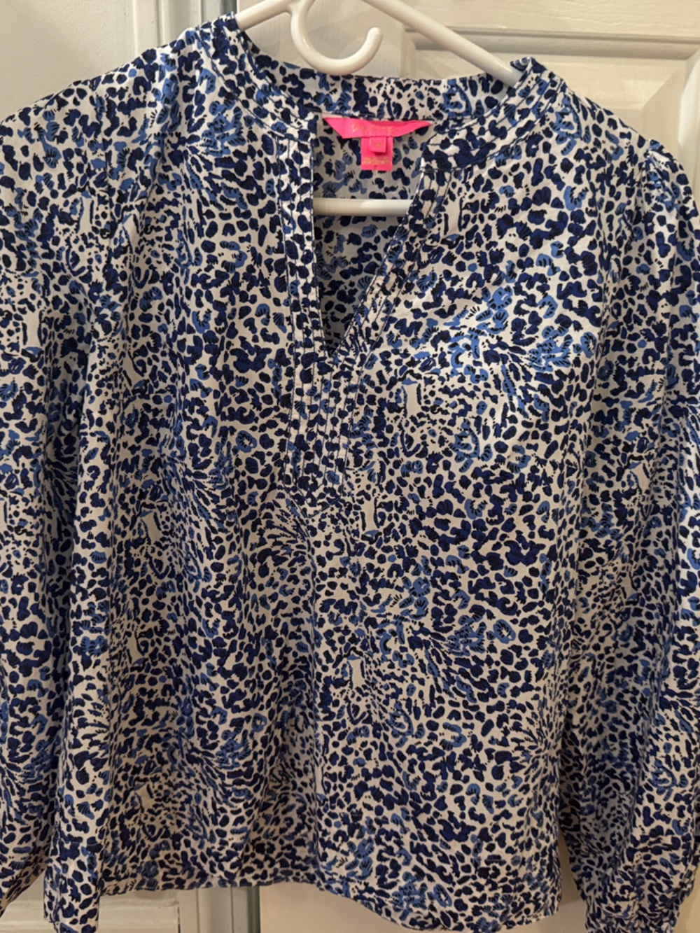 Lilly Pulitzer Blue and White Animal Print Tunic Top